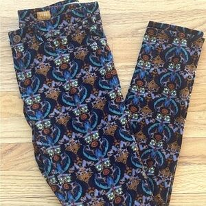 Pilcro Anthropologie Women’s Printed Corduroy Pants Skinny Fleur de Lis Size 25